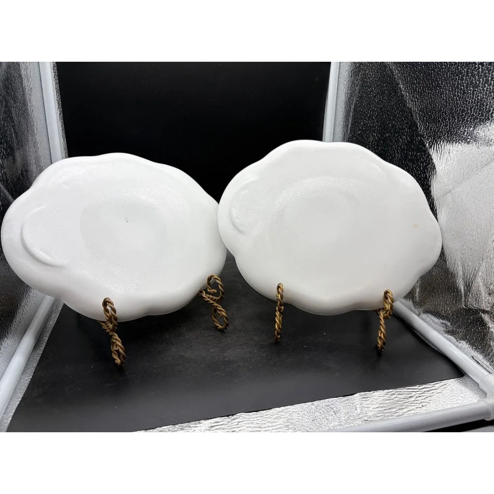 Westmoreland Milk Glass Paneled Grape Snack Set 2 Cups 2 Plates Vintage White